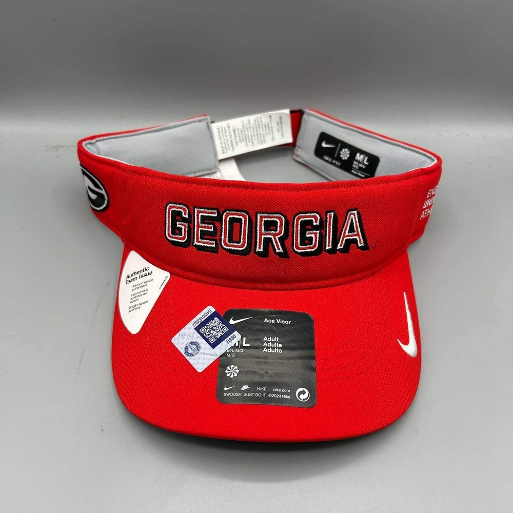 Nike Georgia Bulldogs Dri-Fit Ace Visor Hat Men M-L Red Strap Back Cap New
